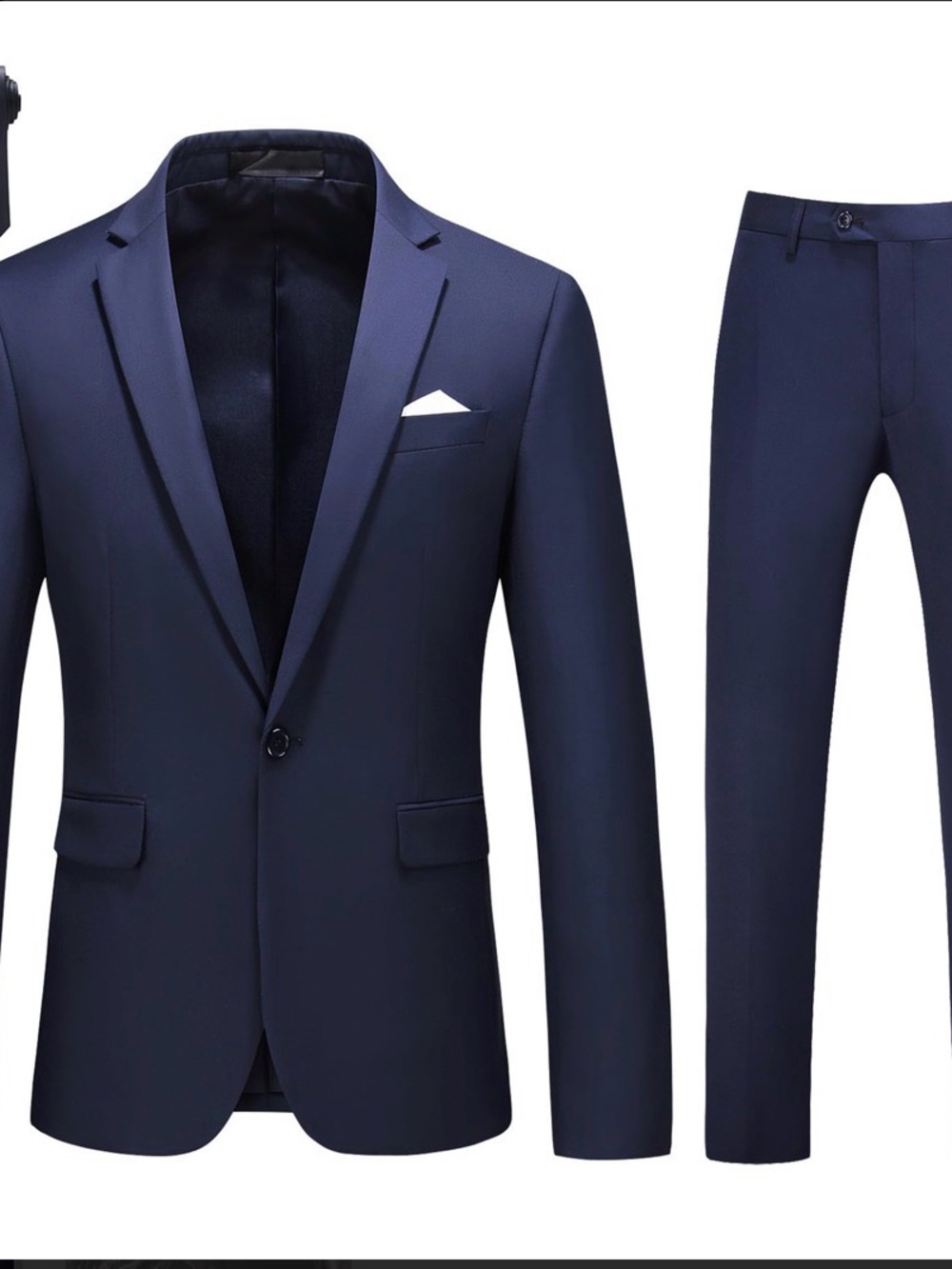 MOGU Men’s 2 Piece Navy Suit 34R Jacket 31 Pants Slim Fit 1 Button  Formal